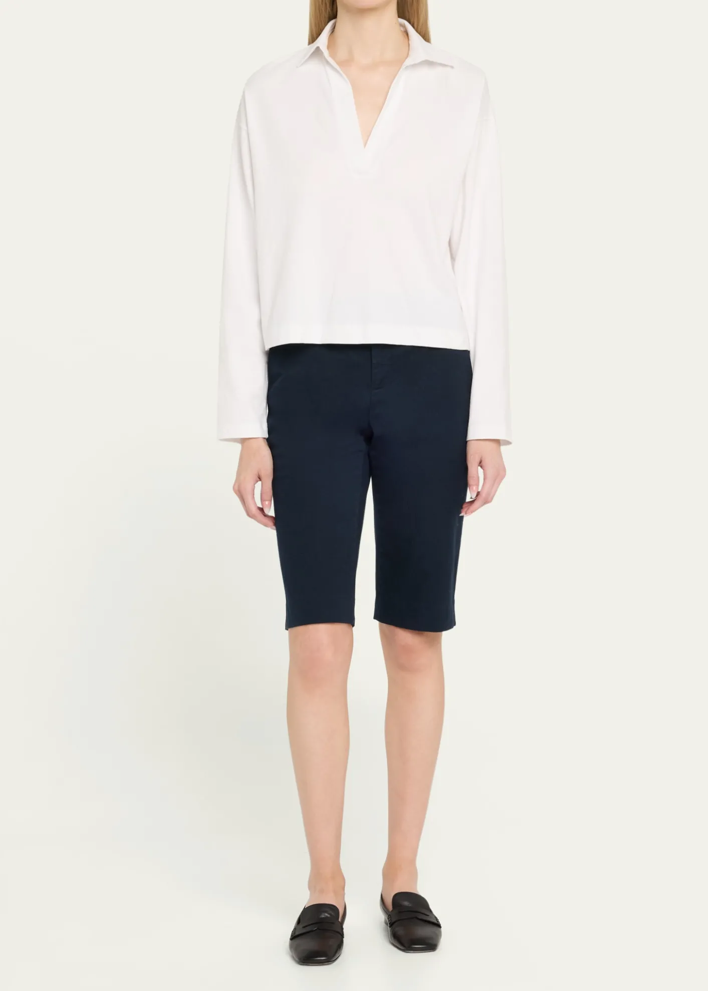 VinceEasy Cotton Long-Sleeve Pullover Polo Top