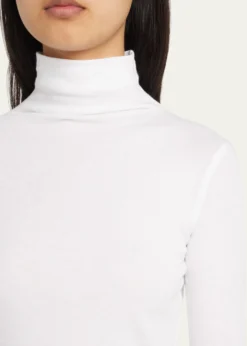VinceEssential Long-Sleeve Cotton Turtleneck Top