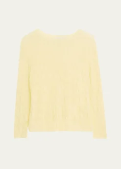 VinceFine Lace 3/4-Sleeve Crewneck Top
