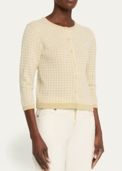 VinceGingham Knit Cardigan