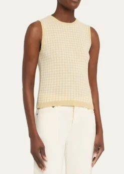 VinceGingham Knit Tank Top