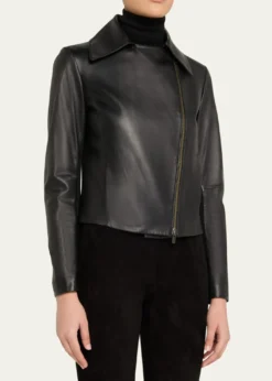 VinceLeather Zip-Front Jacket