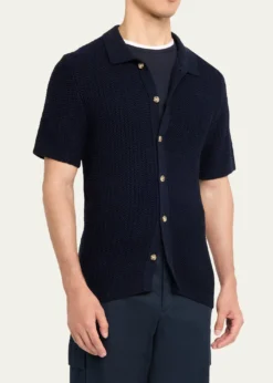 VinceMen's Crochet Button-Down Shirt