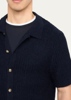 VinceMen's Crochet Button-Down Shirt
