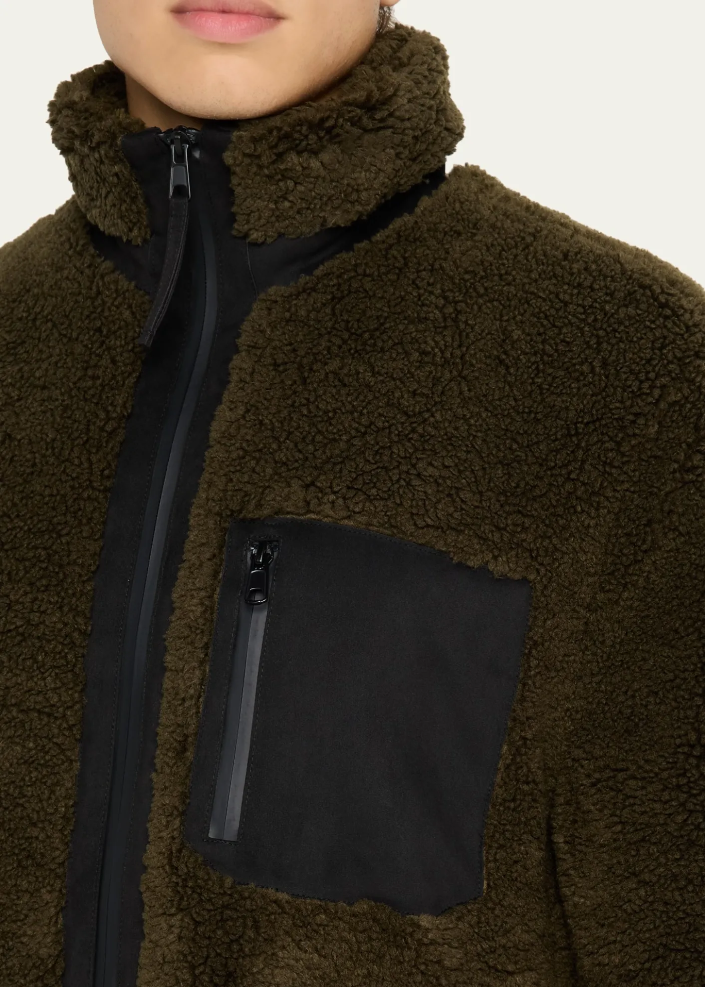 VinceMen's Faux Sherpa Zip-Up Jacket