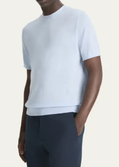 VinceMen's Featherweight Wool-Cashmere Short-Sleeve Crewneck Sweater