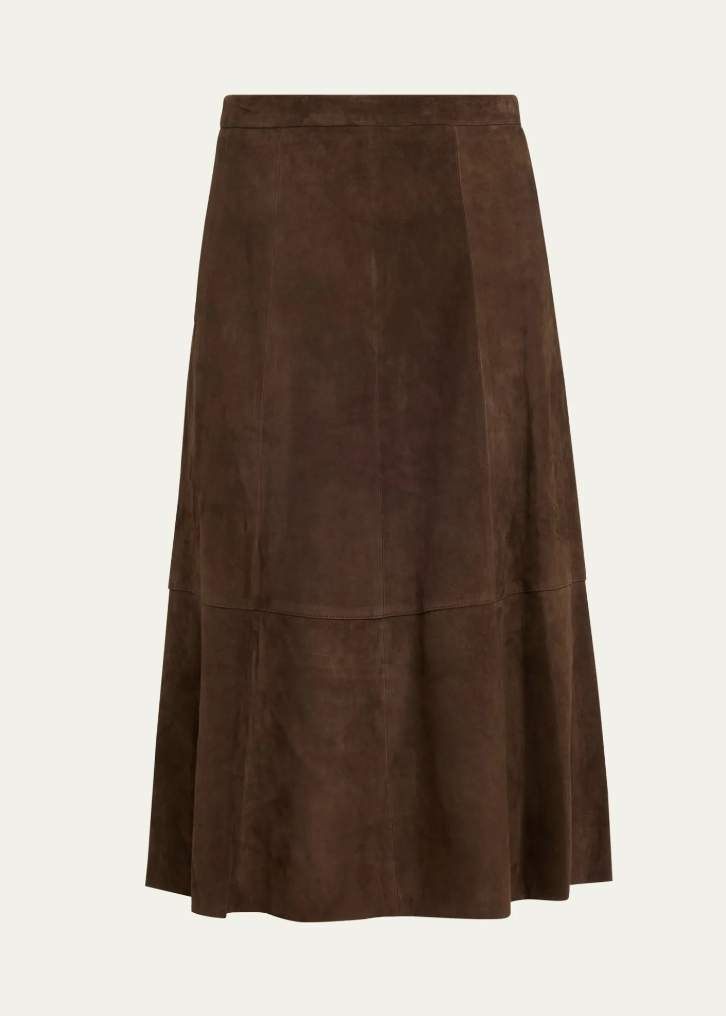 VinceMid-Rise Flared Suede Skirt