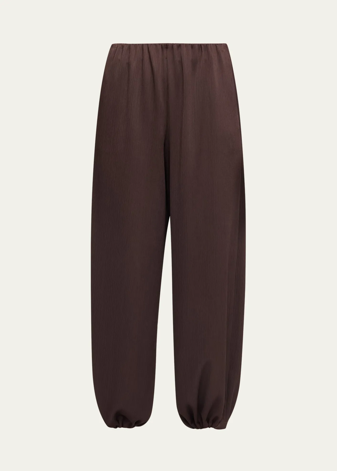 VinceMid-Rise Plissé Satin Bubble Pants