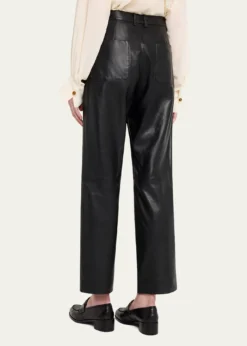 VinceMid-Rise Straight Leather Pants