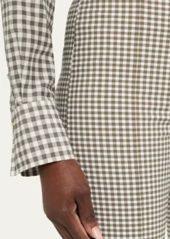 VinceNiki Gingham Mid-Rise Crop Flare Pants