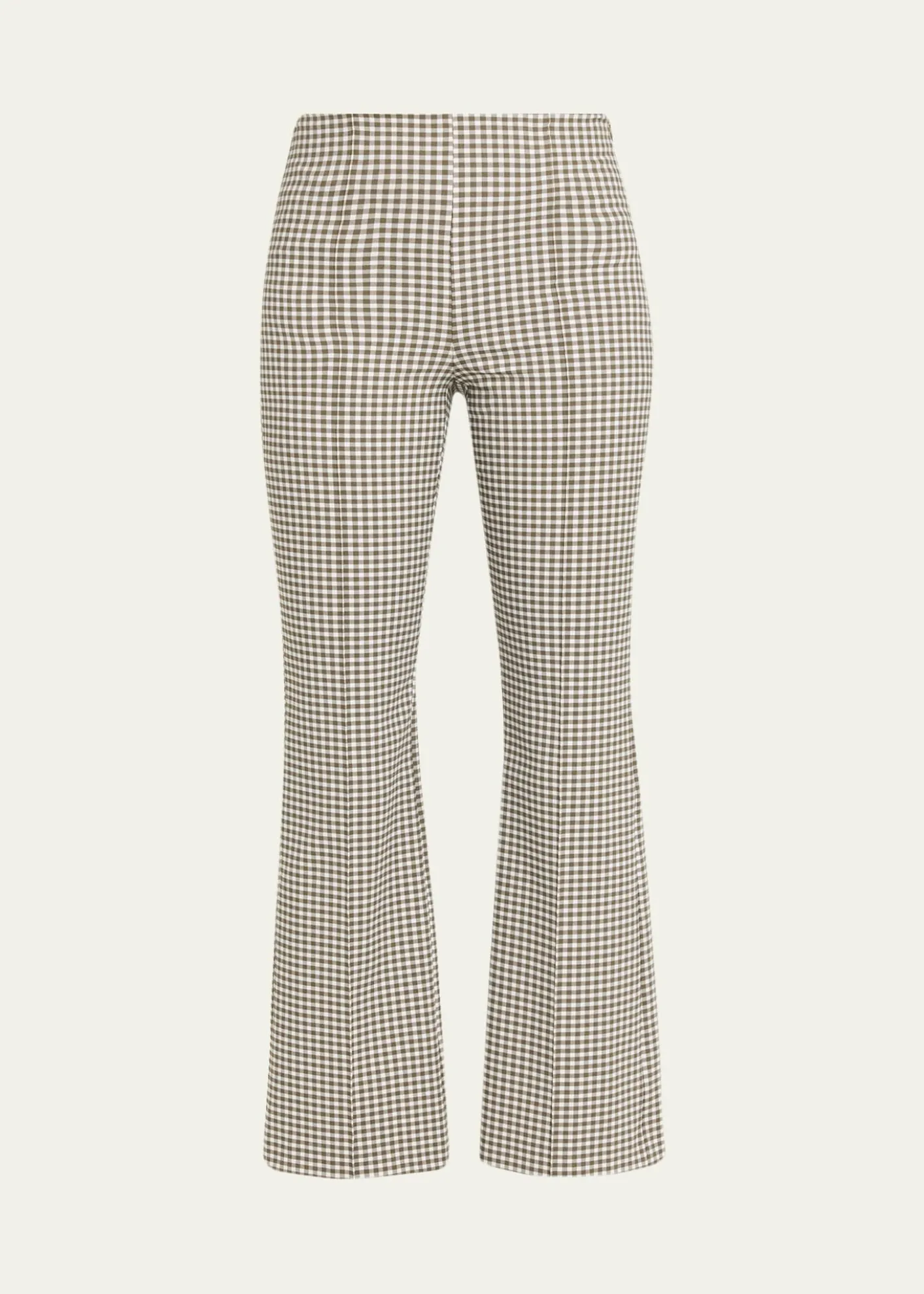 VinceNiki Gingham Mid-Rise Crop Flare Pants