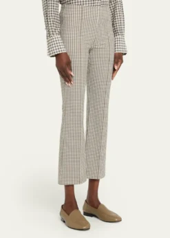 VinceNiki Gingham Mid-Rise Crop Flare Pants