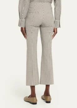 VinceNiki Gingham Mid-Rise Crop Flare Pants
