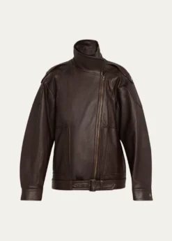 VinceOversized Leather Aviator Jacket