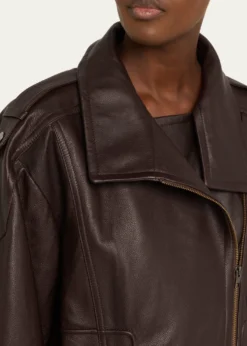 VinceOversized Leather Aviator Jacket