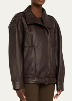 VinceOversized Leather Aviator Jacket