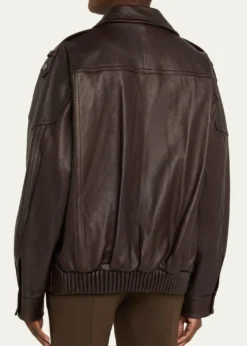 VinceOversized Leather Aviator Jacket