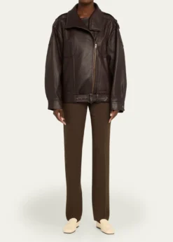 VinceOversized Leather Aviator Jacket