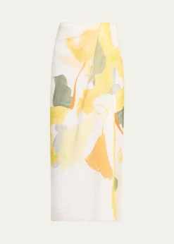 VincePainted Satin-Viscose Midi Skirt