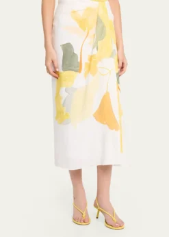 VincePainted Satin-Viscose Midi Skirt