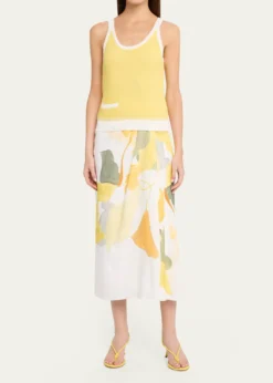 VincePainted Satin-Viscose Midi Skirt