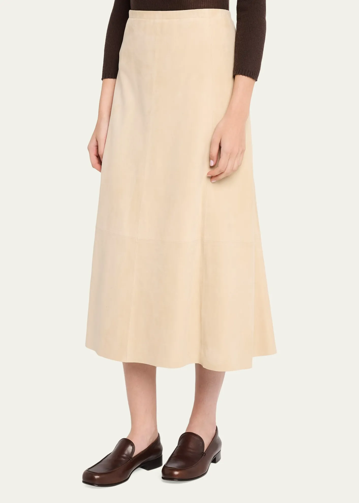 VincePaneled Suede Maxi Skirt