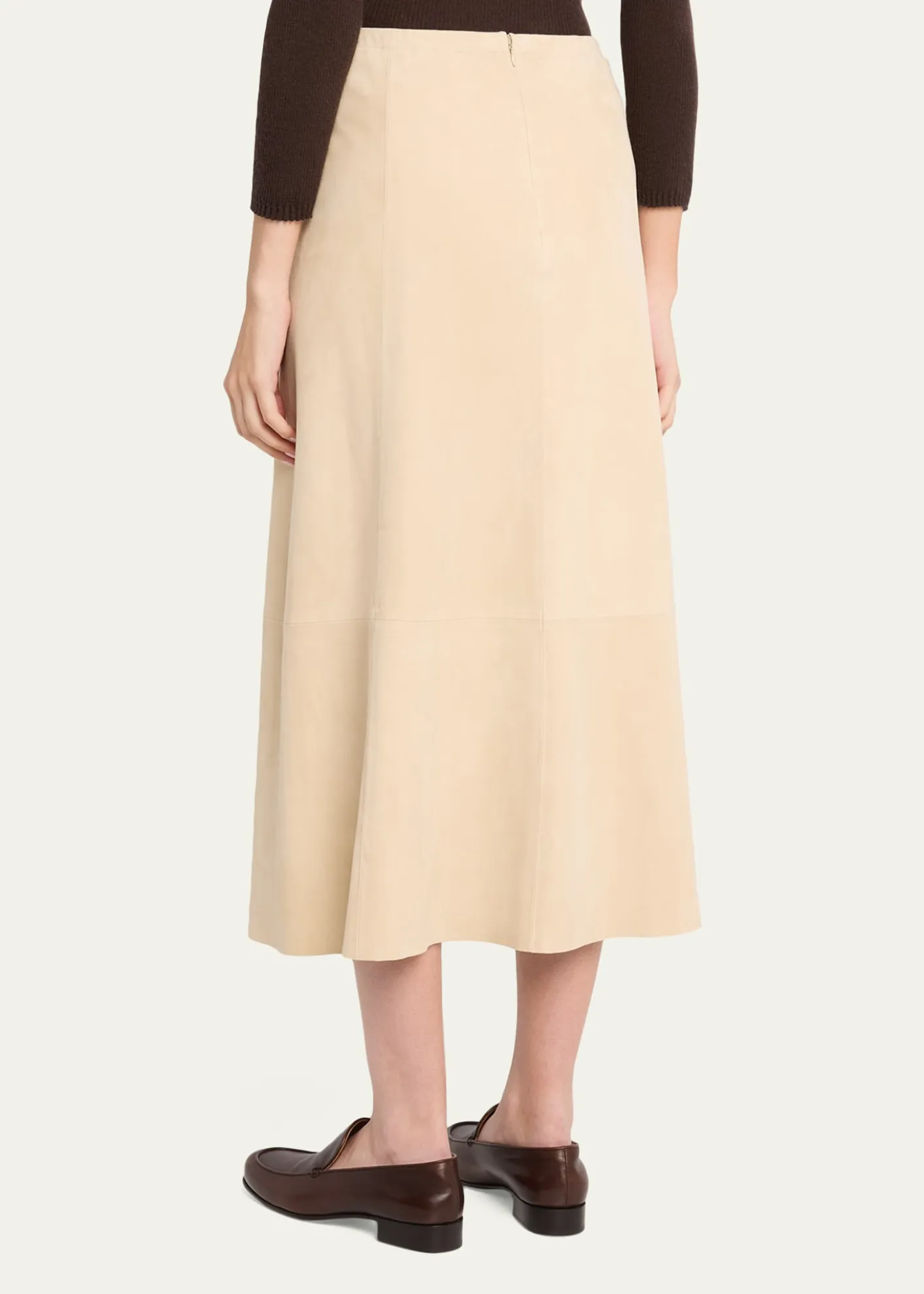 VincePaneled Suede Maxi Skirt