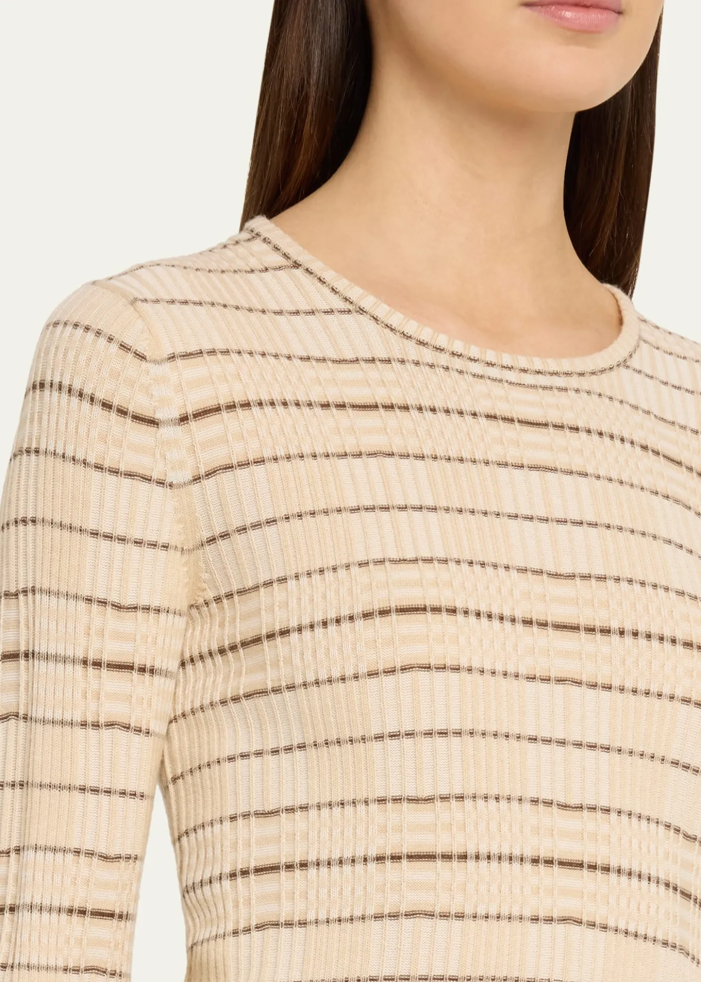 VincePlaid Elbow-Sleeve Sweater
