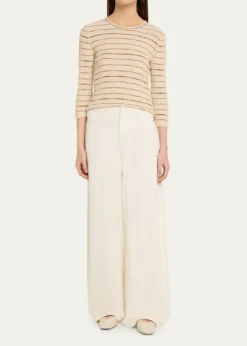 VincePlaid Elbow-Sleeve Sweater