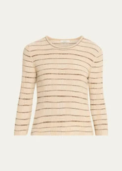 VincePlaid Elbow-Sleeve Sweater