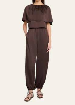 VincePlissé Satin Cape Top