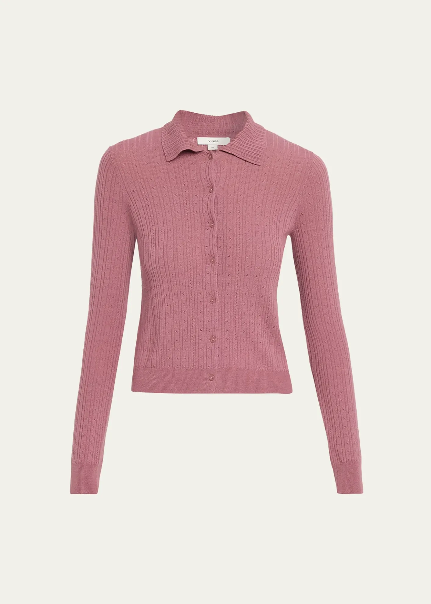 VincePointelle Wool Cardigan