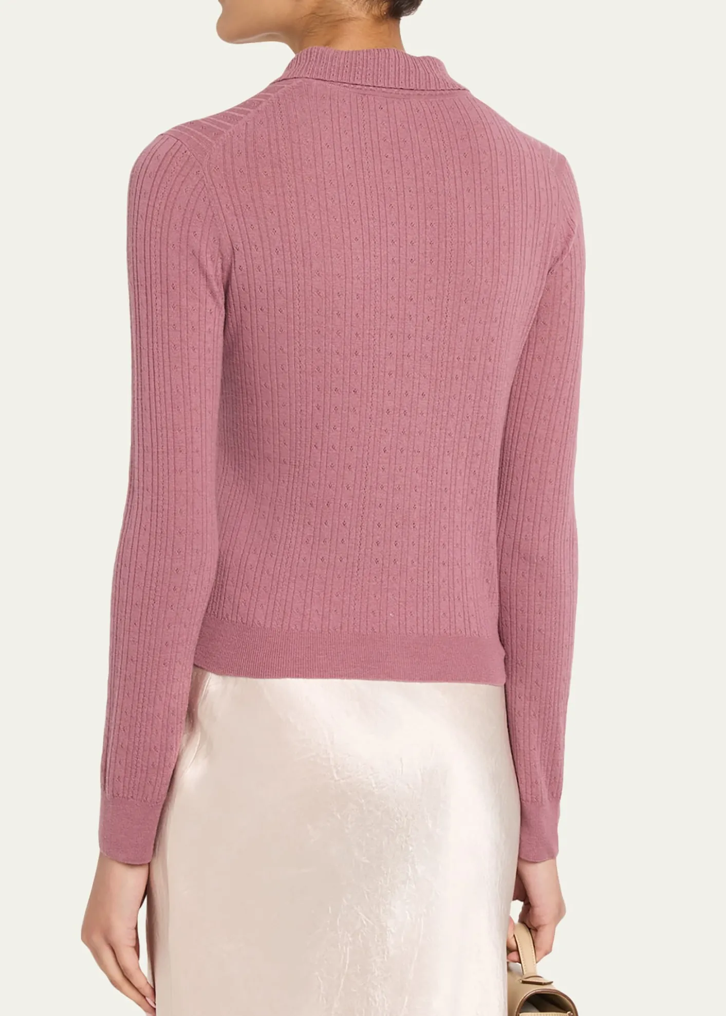 VincePointelle Wool Cardigan