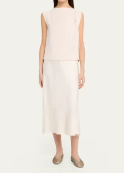 VincePull-On Satin Slip Skirt