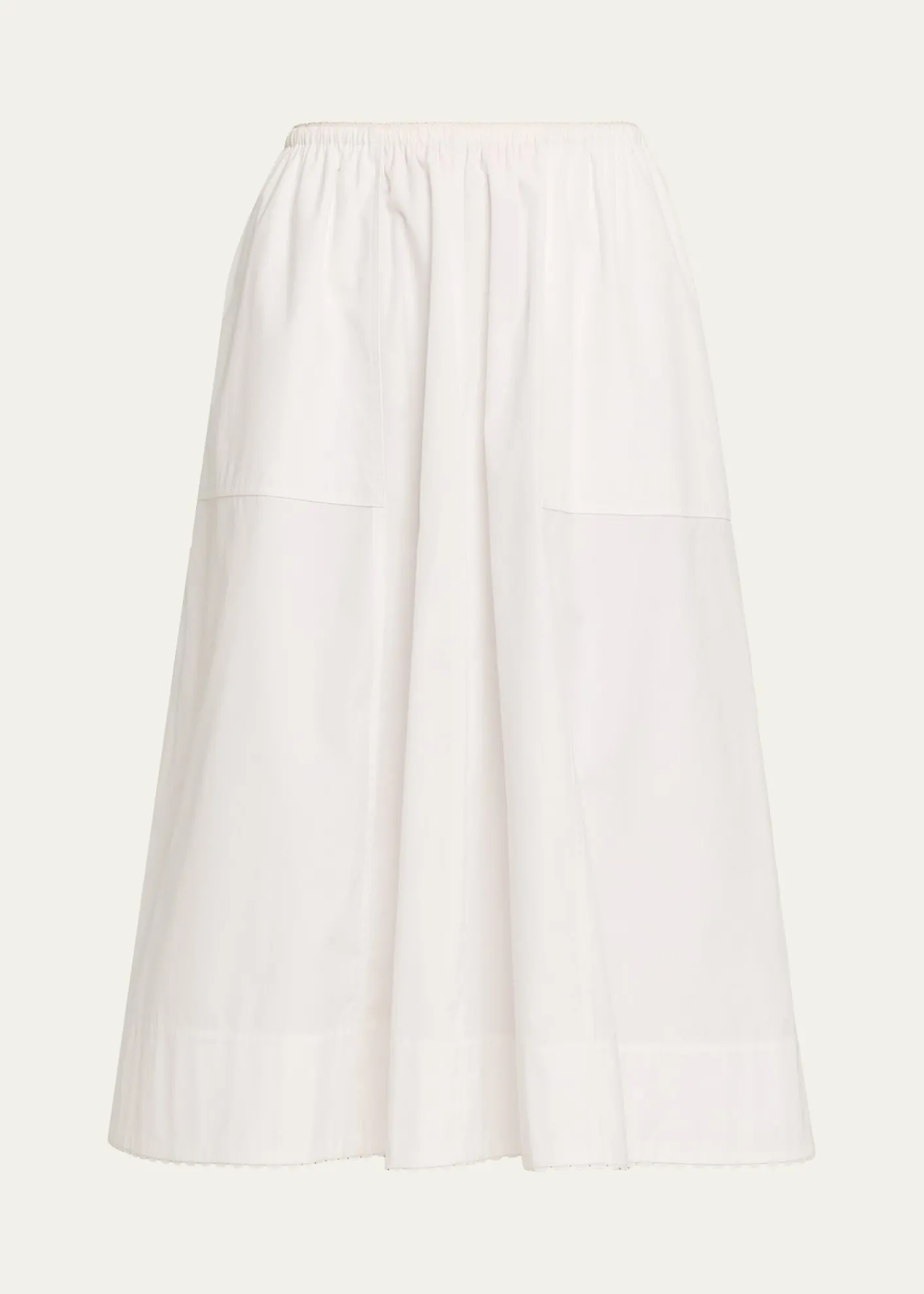 VinceScallop-Trim Poplin Midi Skirt