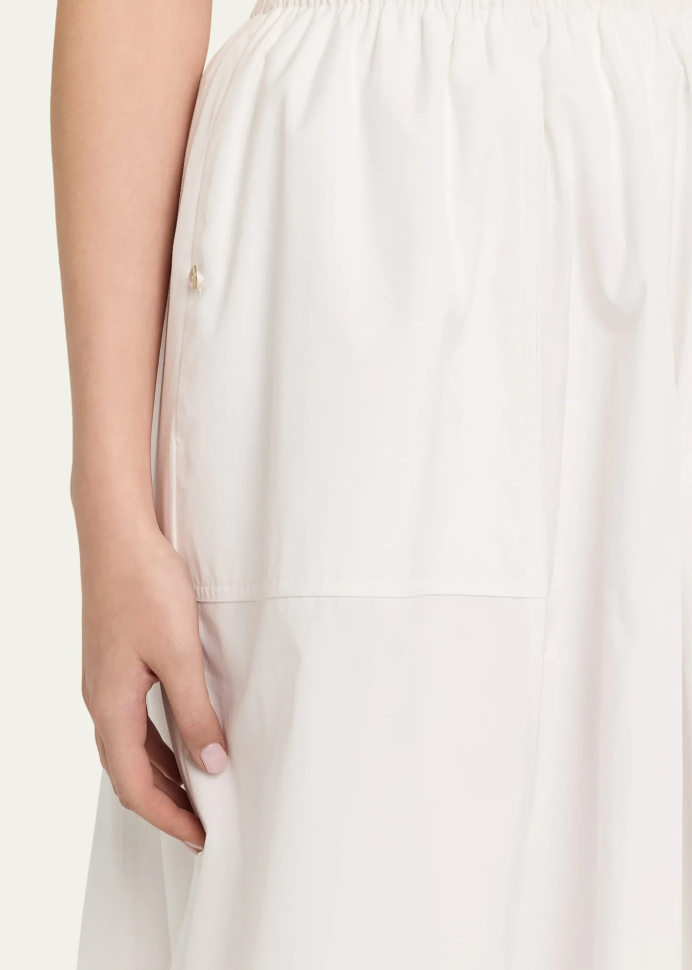 VinceScallop-Trim Poplin Midi Skirt