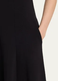 VinceSeamed Square-Neck Knit Midi Dress