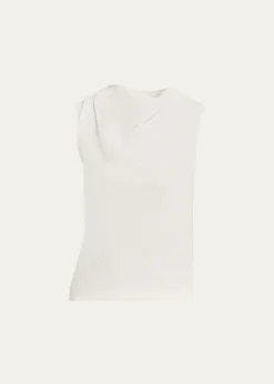 VinceShadow Grid Cowl-Neck Top