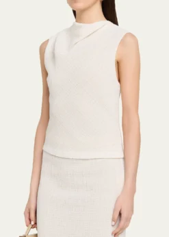 VinceShadow Grid Cowl-Neck Top