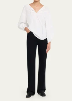 VinceShirred Long-Sleeve Top