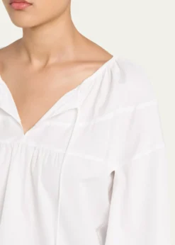 VinceShirred Long-Sleeve Top