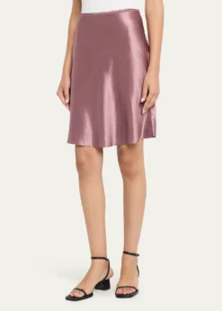 VinceShort Pull-On Satin Slip Skirt