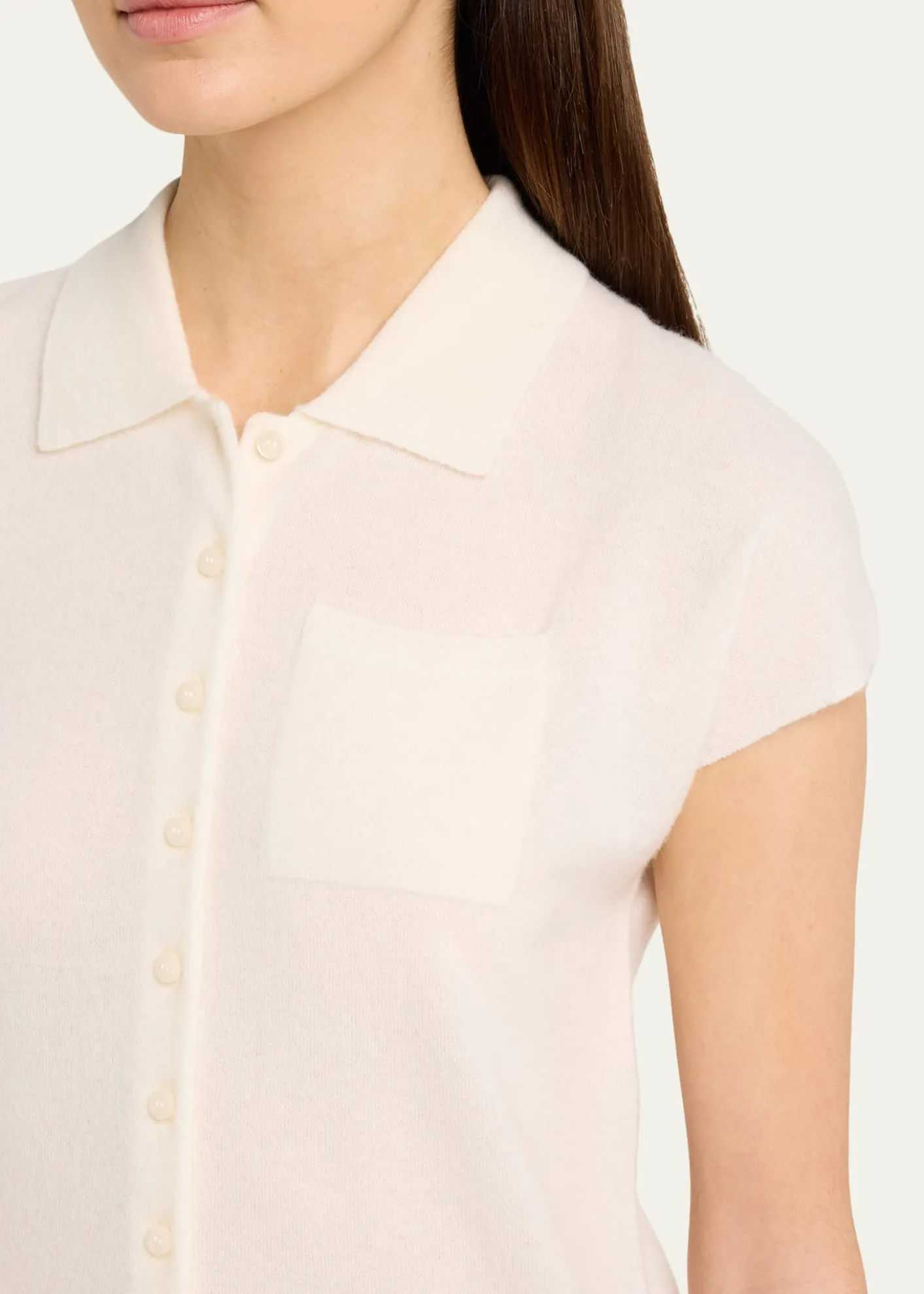 VinceShort-Sleeve Cashmere-Blend Polo Sweater