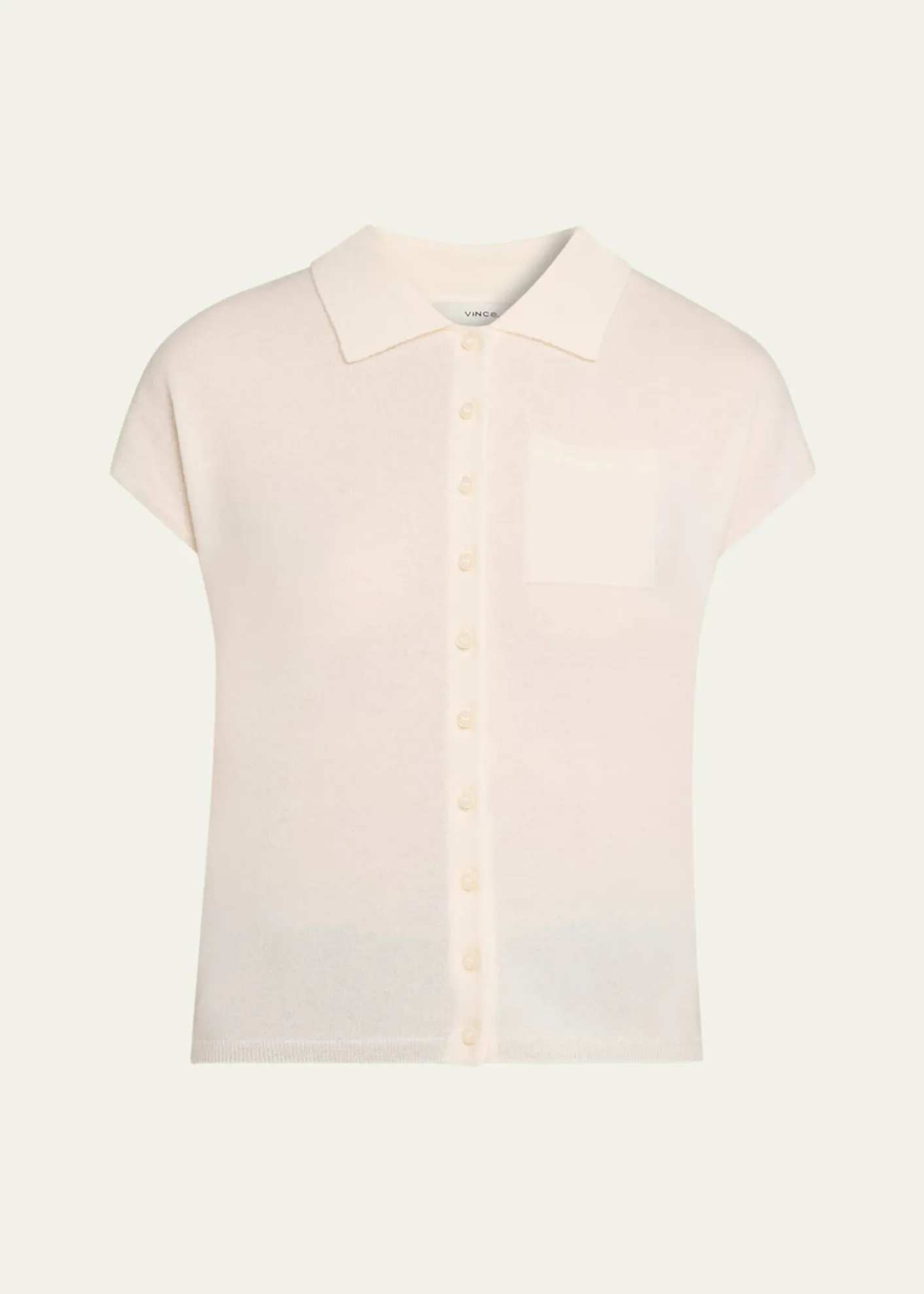 VinceShort-Sleeve Cashmere-Blend Polo Sweater