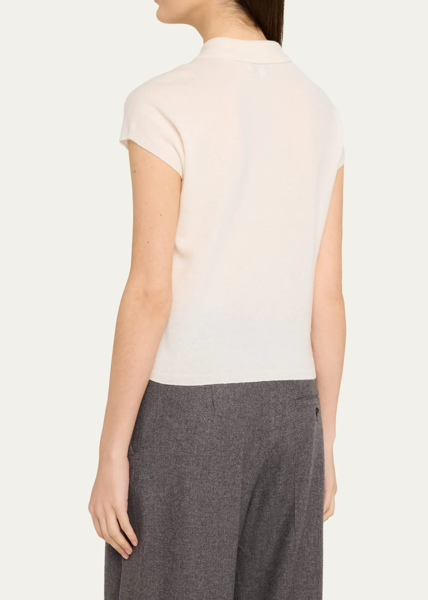 VinceShort-Sleeve Cashmere-Blend Polo Sweater