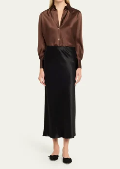 VinceSide-Slit Satin Slip Skirt