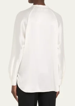 VinceSilk Band-Collar Blouse