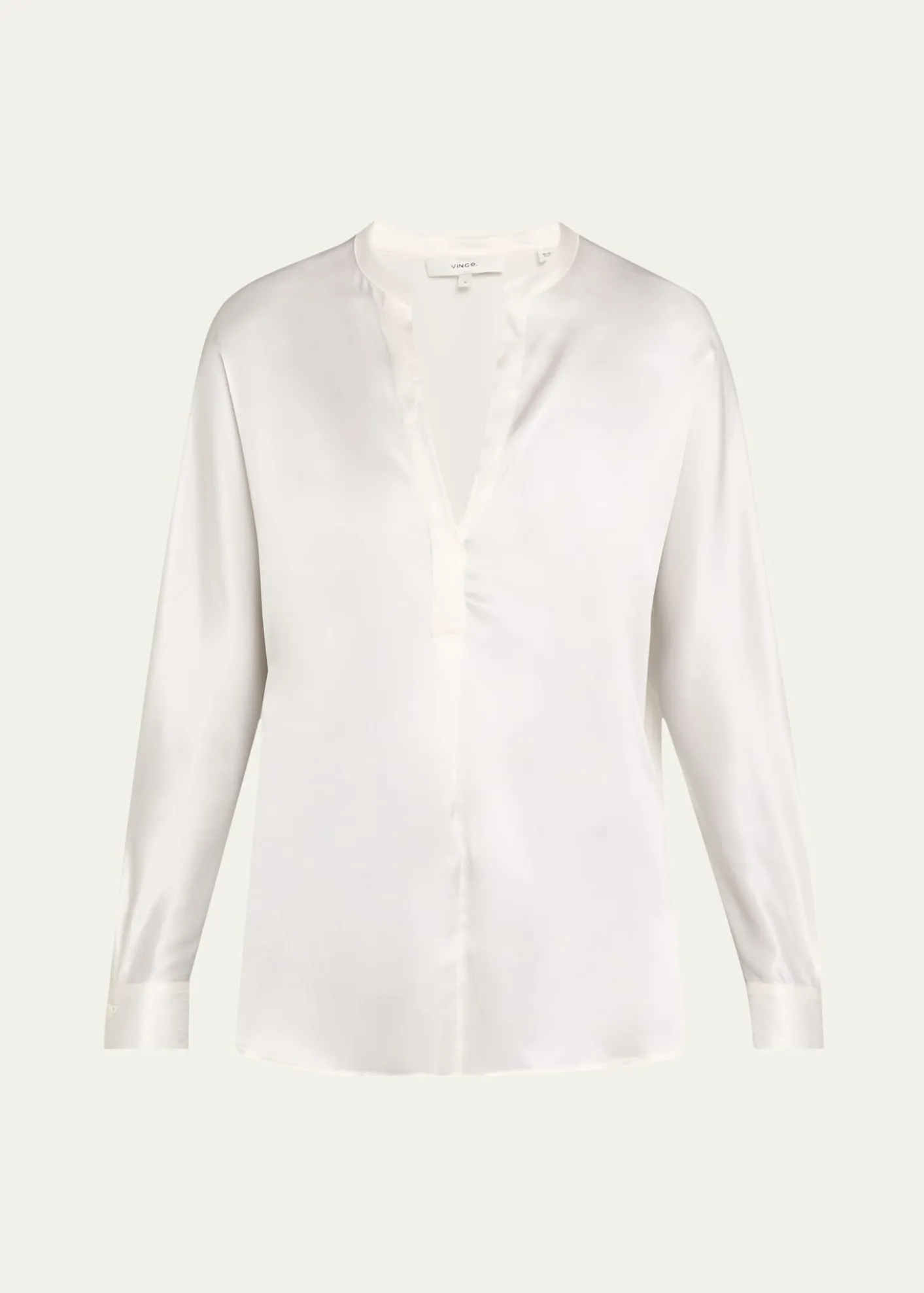VinceSilk Band-Collar Blouse