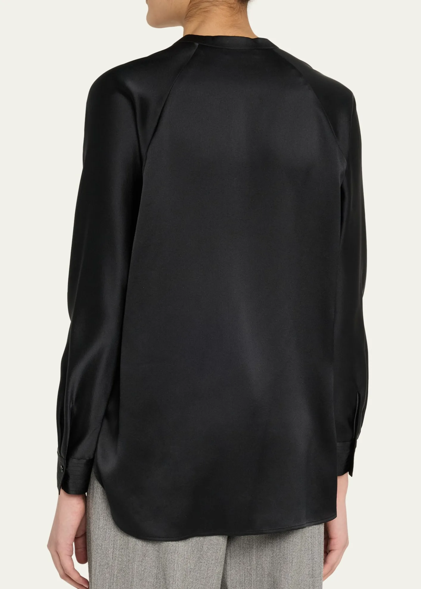 VinceSilk Band-Collar Blouse