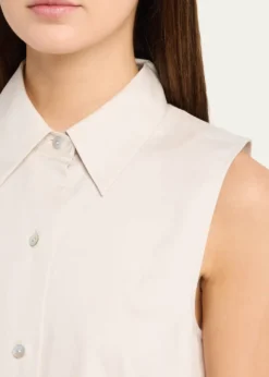 VinceSleeveless Buttoned Poplin Top